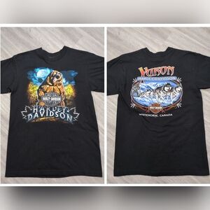 Harley Davidson Men's Medium T Shirt 2009 Yukon Huskies Bear Sled Dogs Black